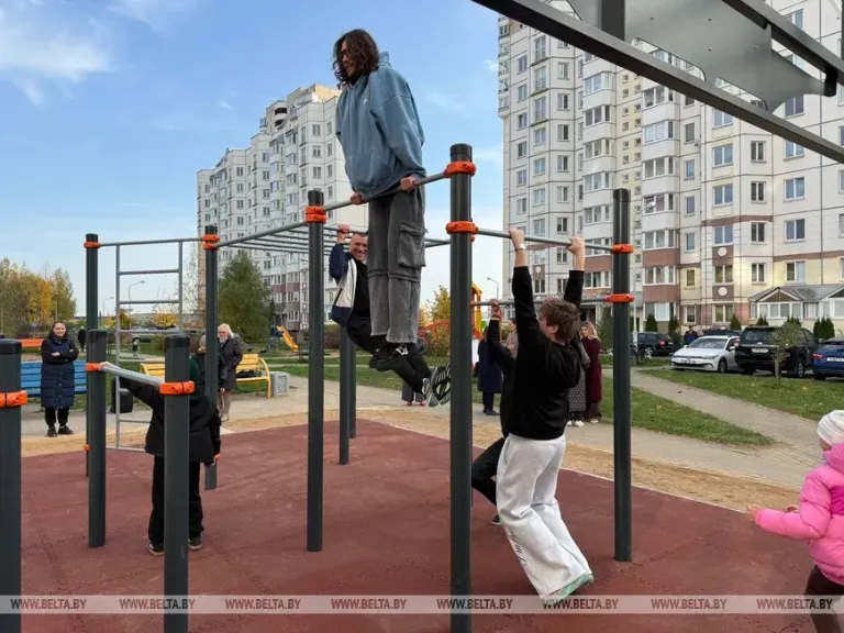 Во дворе на улице Горецкого в Минске открыли воркаут-площадку